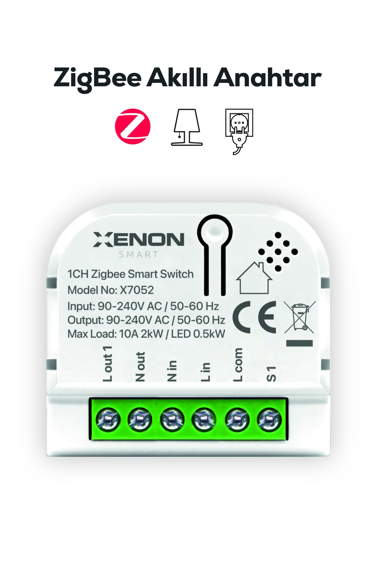 کلید هوشمند یک‌کاناله زنون اسمارت Xenon Smart، ZigBee 3.0، مدل X7052