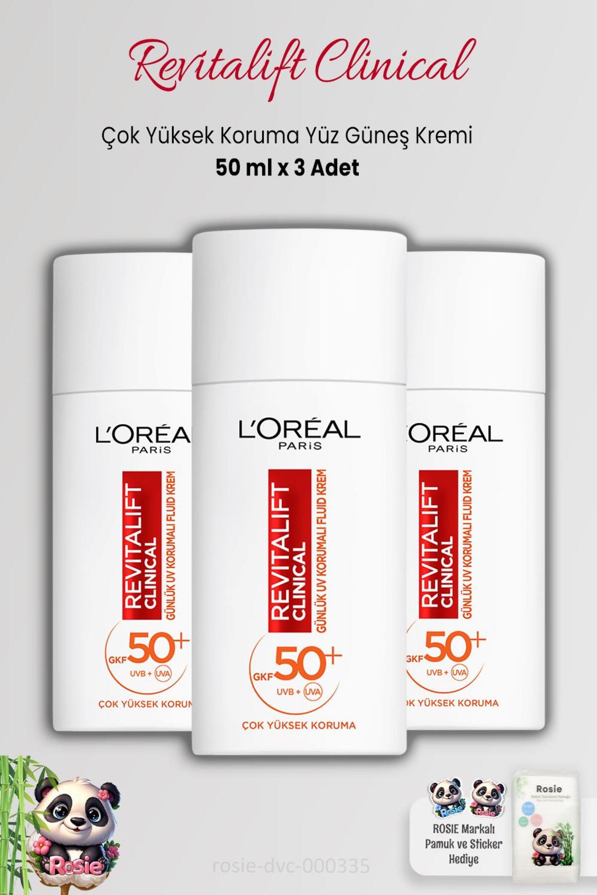 کرم ضد آفتاب صورت 3 LOREAL PARIS REVITALIFT CLINICAL SPF 50+ FACE 50 میل و ROSIE L'Oreal Paris