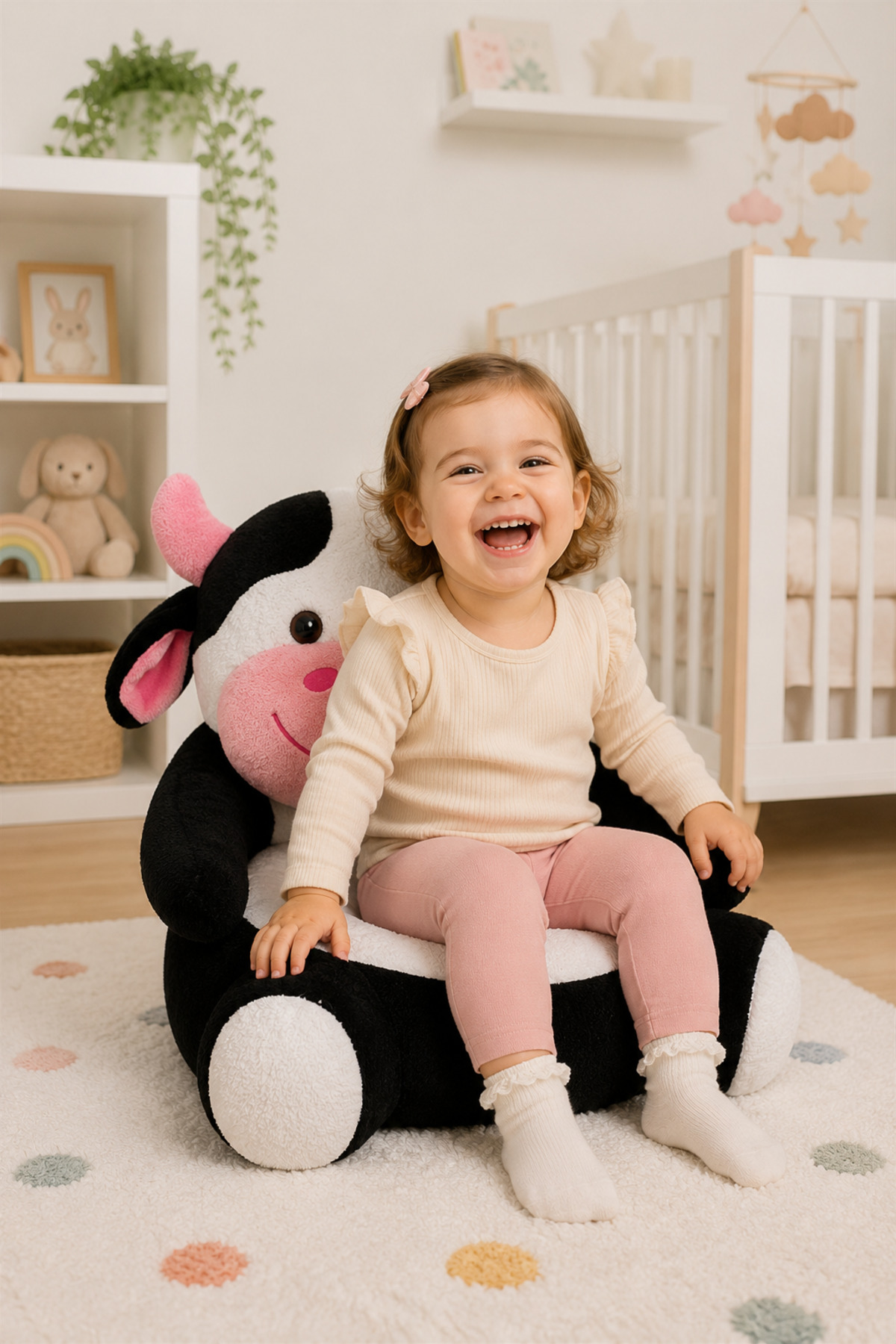 اسباب بازی های پشمی صندلی کودک مخمل دار گاوی 100% محلی Pandamkee