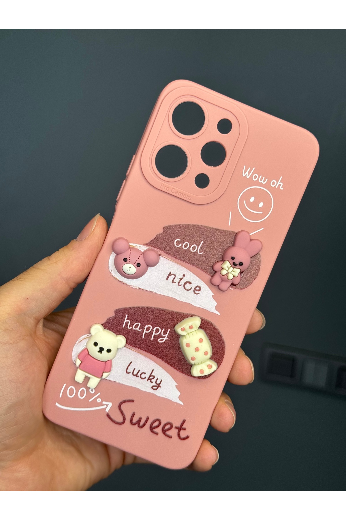 کاور و قاب محافظ ردمی 12 4G سازگار با دوربین طرح‌دار پوشش سیلیکونی نرم RABBIT PINK فیبکس Fibaks