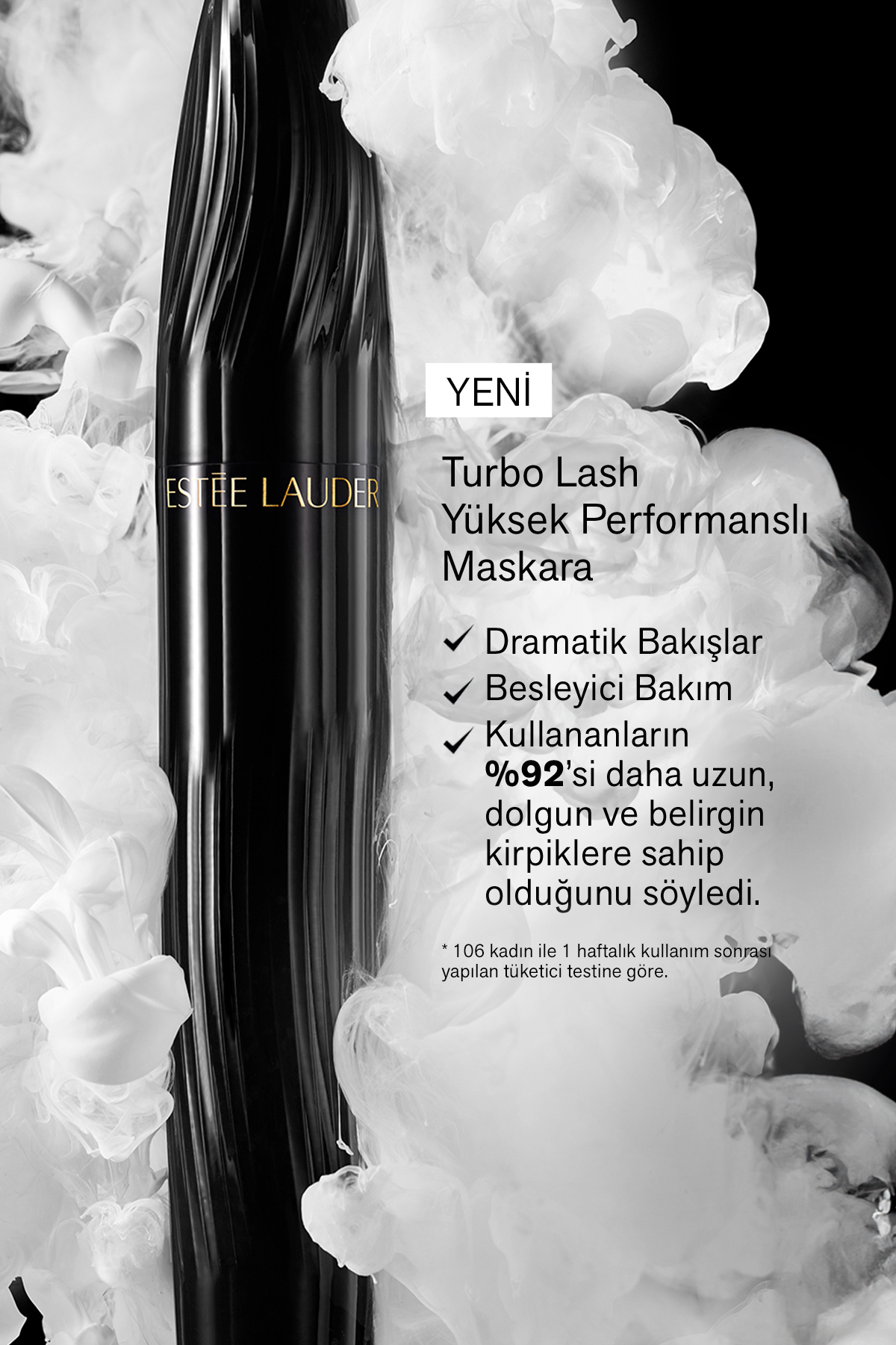 Estee Lauder ریشهای پرقدرت مینی ماسکارا سیاه حجم و طول مژه های توربو