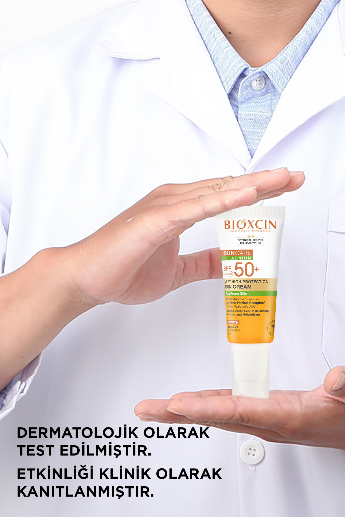 Bioxcin ضدآفتاب برای مراقبت از آکنه 50 SPF ضد آکنه، لمس خشک، مات