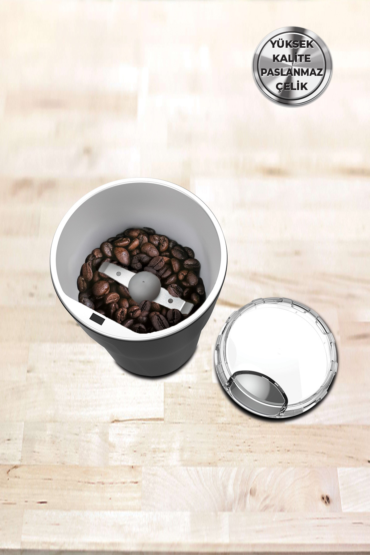 آسیاب قهوه الکترونیکی 4819 200W 70GR ظرفیت بزرگ XL استیل و ادویه سیاه اورجینال Kiwi