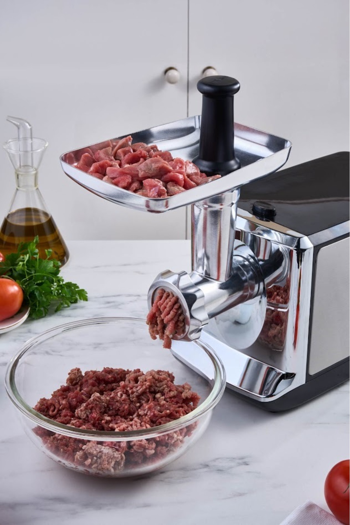 چرخ گوشت اینوکس 1201 با دستگاه رب گوجه فرنگی و سوسیس کوفته شکم پر اورجینال Karaca