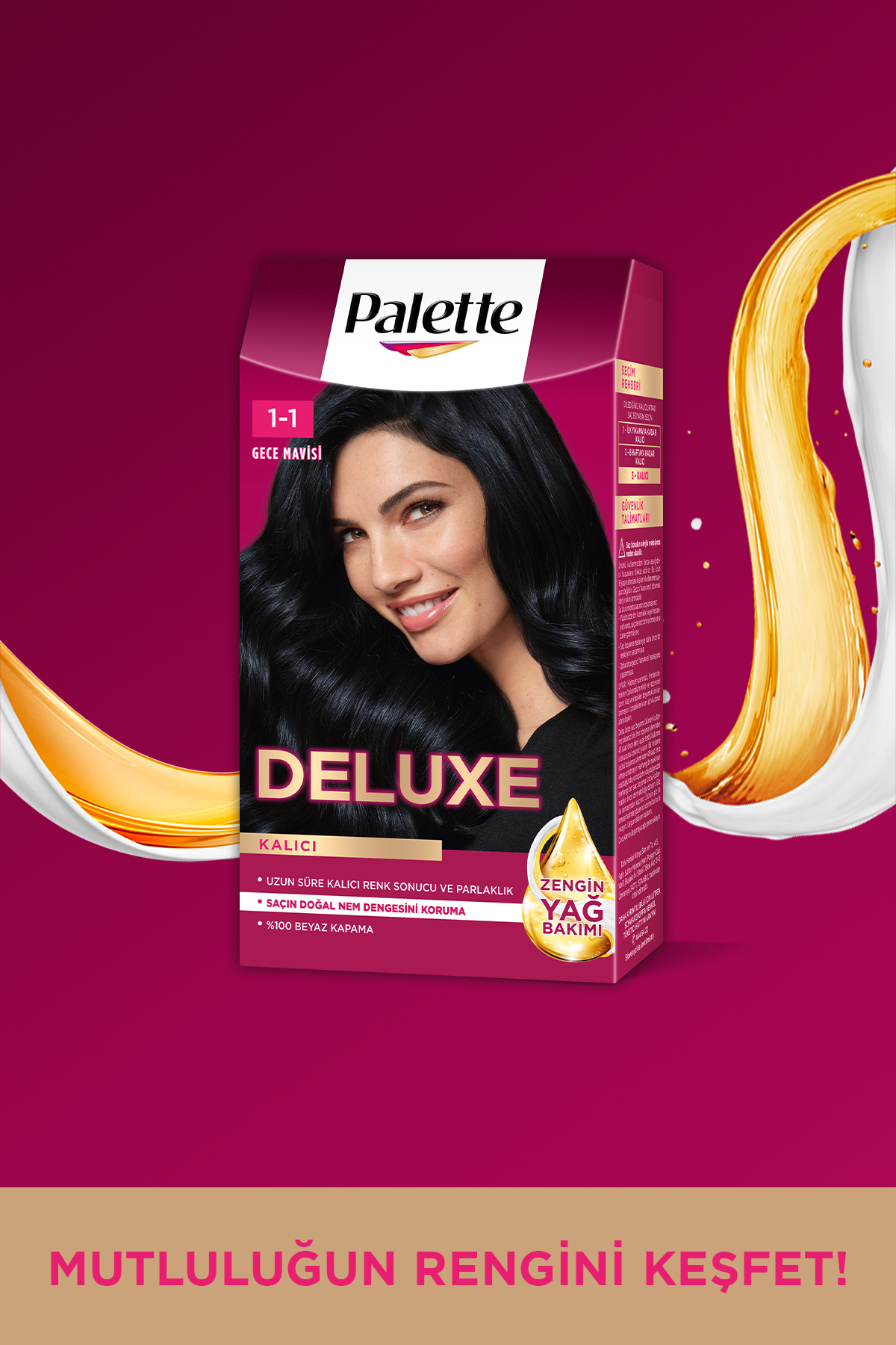 کیت رنگ مو و ماسک موی Deluxe 1-1 با رنگ موی آبی و مراقبت از مو پالت Palette