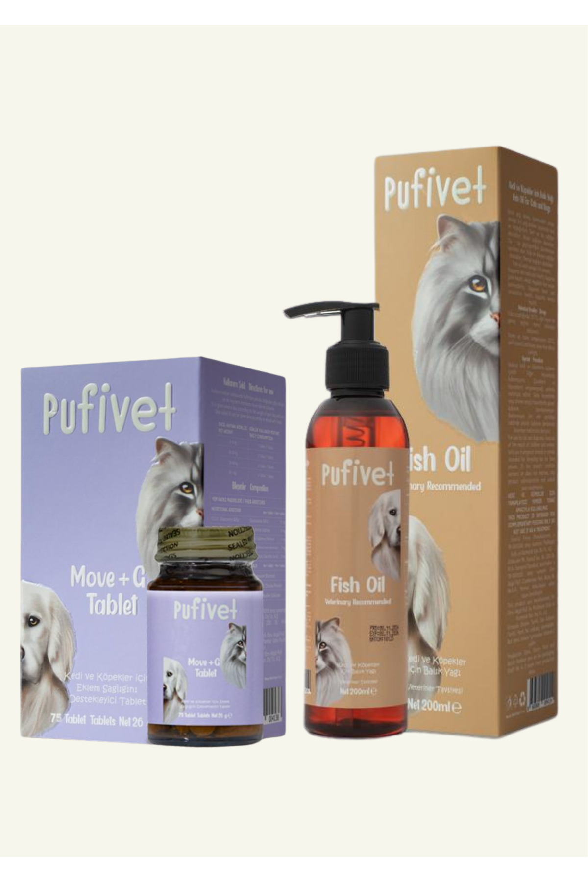 ست حمایت مفاصل و روغن ماهی برای گربه و سگ پوفی‌وت PufiVet