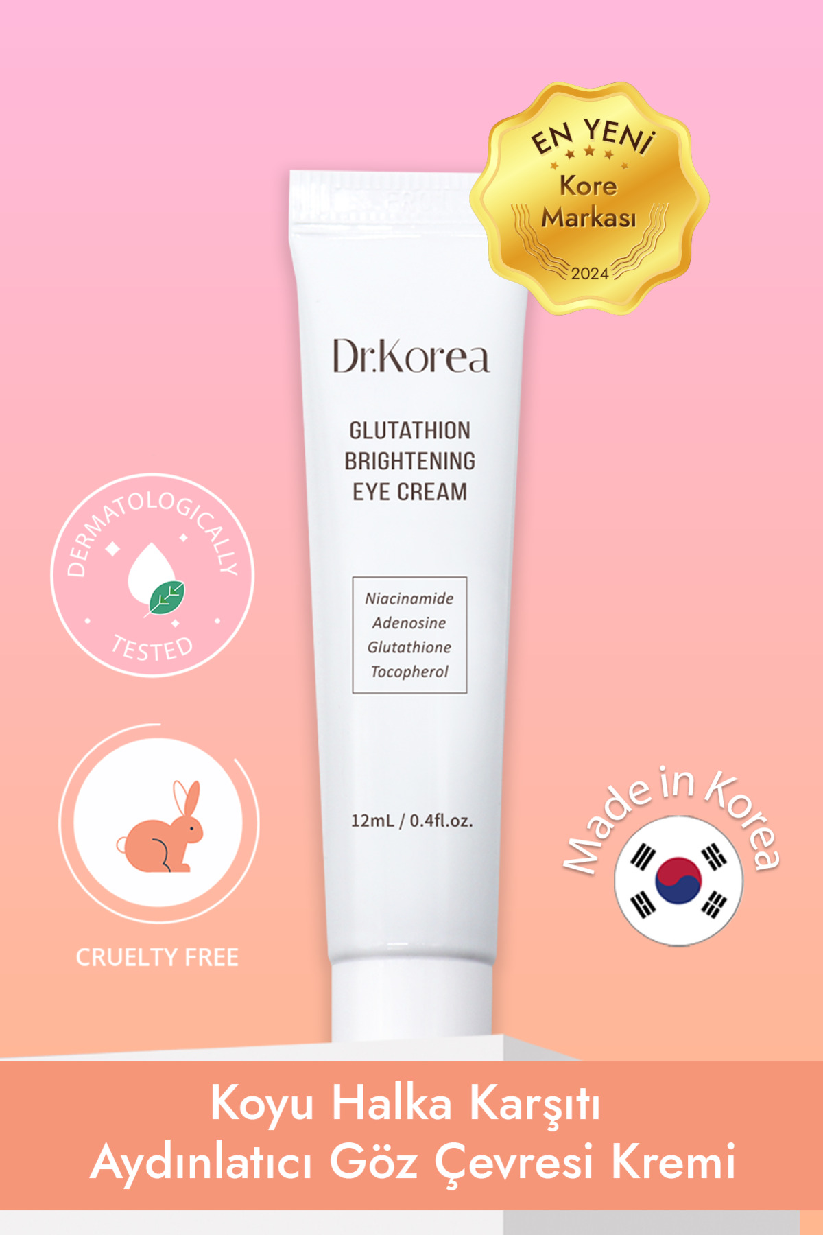 کرم دور چشم روشن کننده گلوتاتیون 12 میلی لیتر مناسب برای کاهش تیرگی و پف دور چشم Dr.Korea