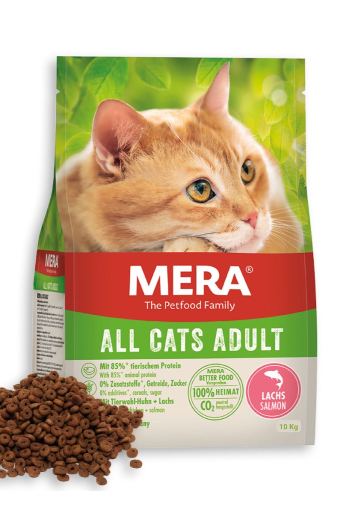 غذای خشک گربه مرا Mera All Cats Adult بدون غلات با سالمون تازه، ۱۰ کیلوگرم