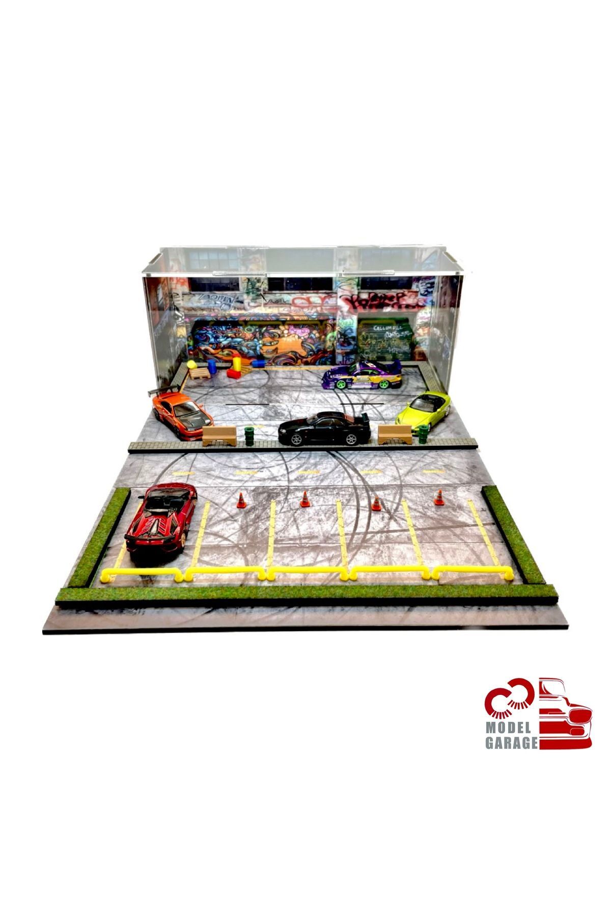 مدل خودرو 1 64 SCALE TOKYO VEHICLE PARKING DIORAMA DIECAST DISPLAY STAND SHELF CAR GARAGE TOY اورجینال Genel Markalar