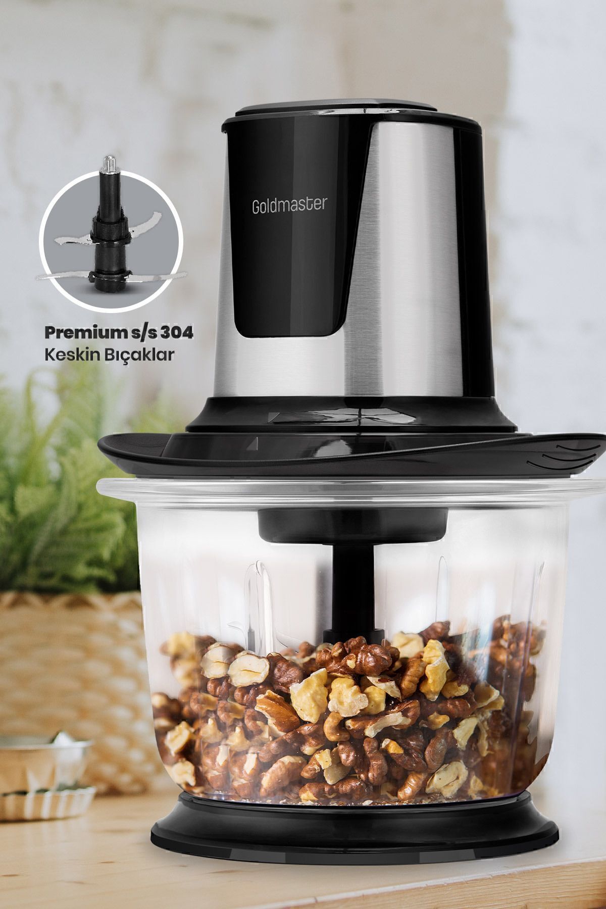 خردکن و غذا ساز CHOPPERIX INOX 1.5 لیتری کاسه شیشه ای بزرگ 4 تیغه فولاد ضد زنگ RONDO CHOPPER GM7297 اورجینال GoldMaster