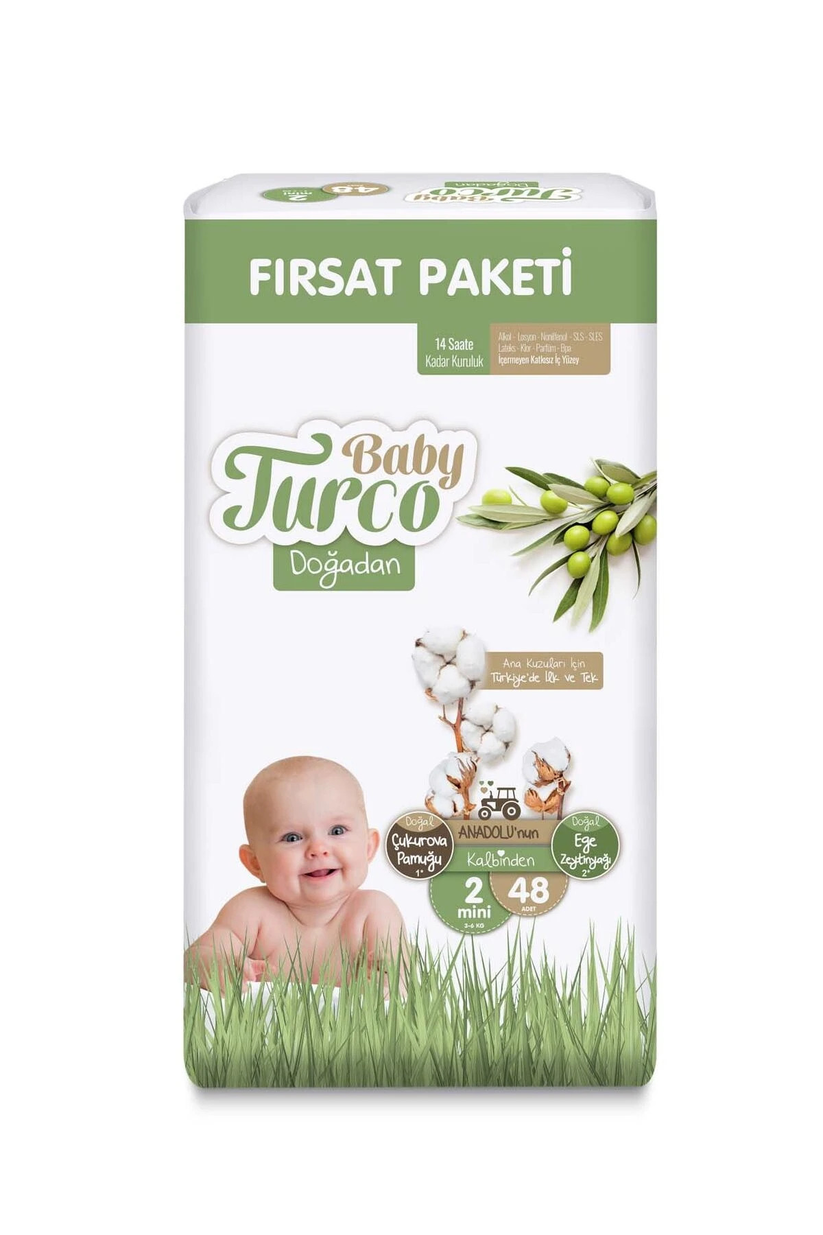پوشک بچه بسته فرصت دوغادان سایز 2 مینی 48 عدد اورجینال Baby Turco