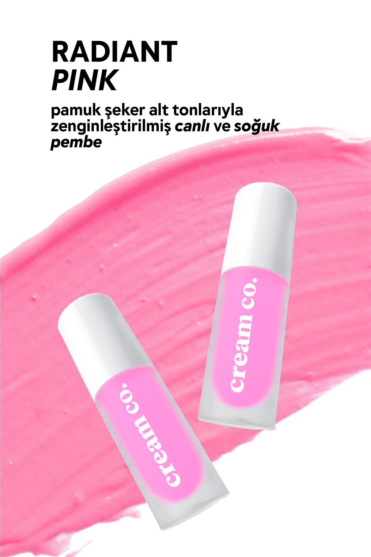 رژگونه و رژ لب مرطوب کننده رنگی با رنگ صورتی و هیالورونیک اسید Cream Co