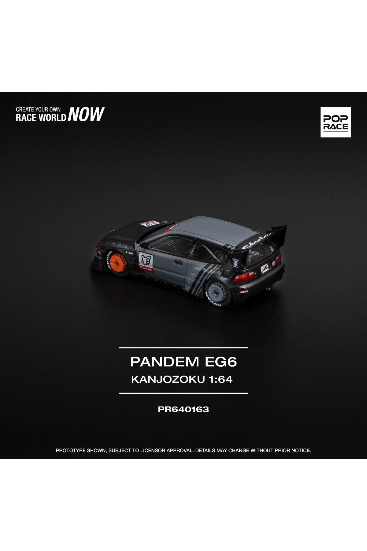 مدل خودرو 64 PANDEM CIVIC EG6 اورجینال pop race 1