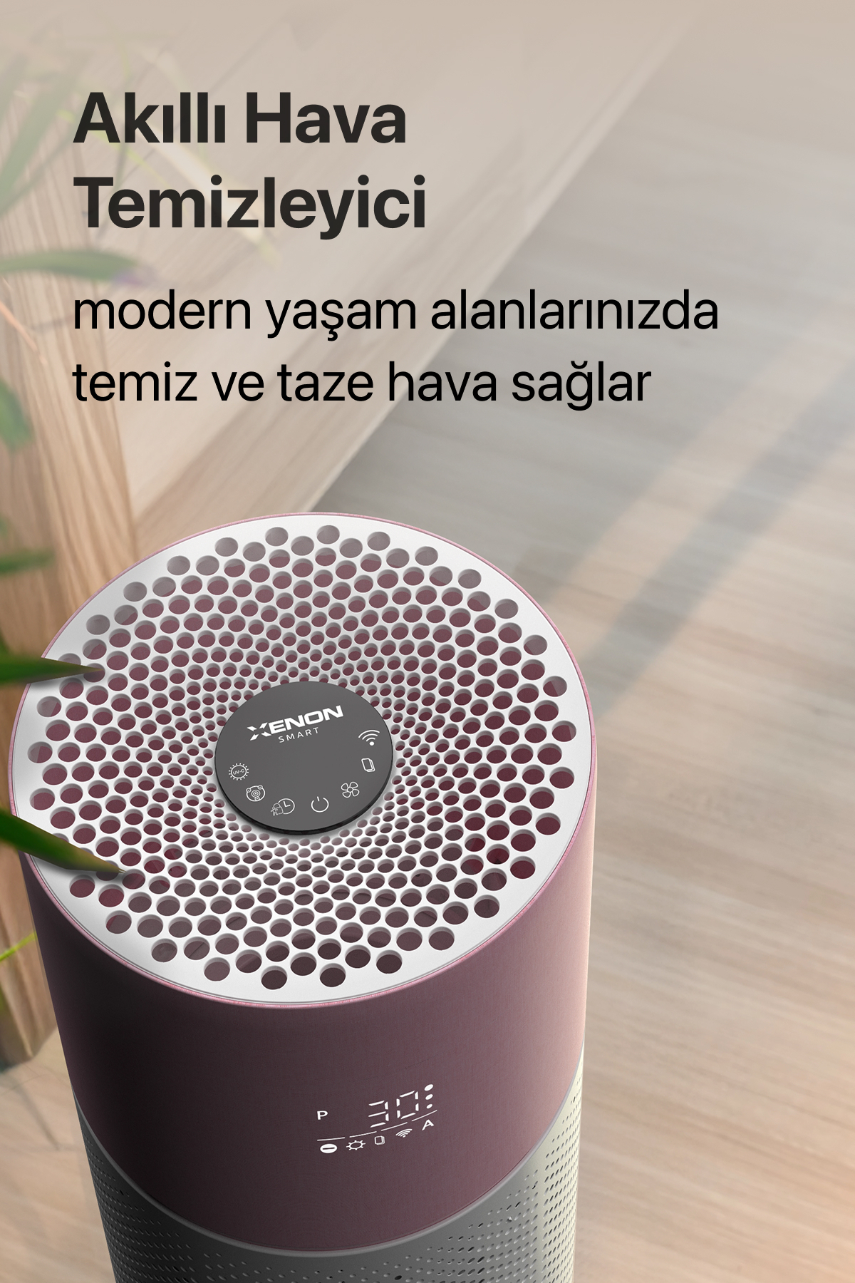 دستگاه تصفیه هوای زنون اسمارت Xenon Smart مدل X7420 با فیلتر H13 HEPA، UV و کنترل موبایلی، صورتی مناسب خانم‌ها و آقایان