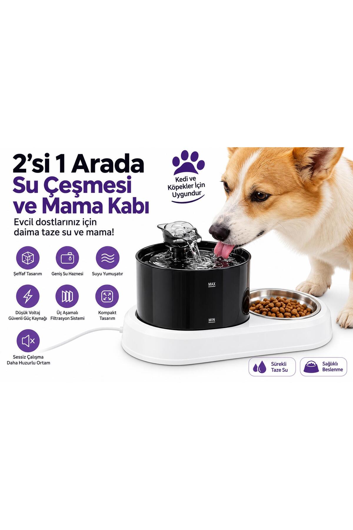 آبخوری خودکار و ظرف غذای حیوانات ۲ در ۱ ای‌تی‌ال‌تی آتلانتیس ATLT ATLANTİS، مدل ORM-503، ظرفیت آب ۱٫۸ لیتر