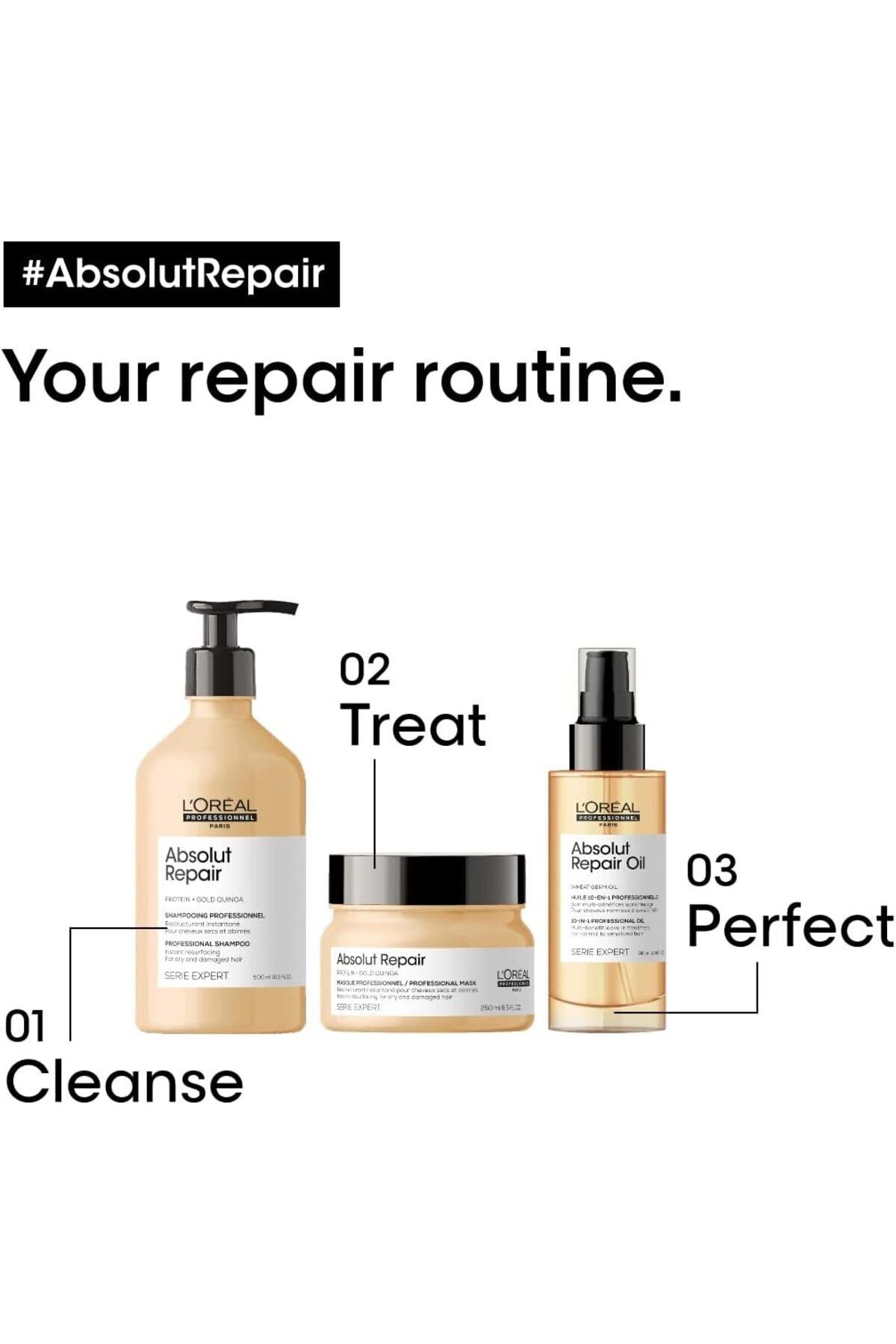 شامپو مردانه و زنانه ABSOLUT REPAIR SERIE EXPERT برای انواع مو آسیب دیده 500 میل EVALOR2 L'oreal Professionnel