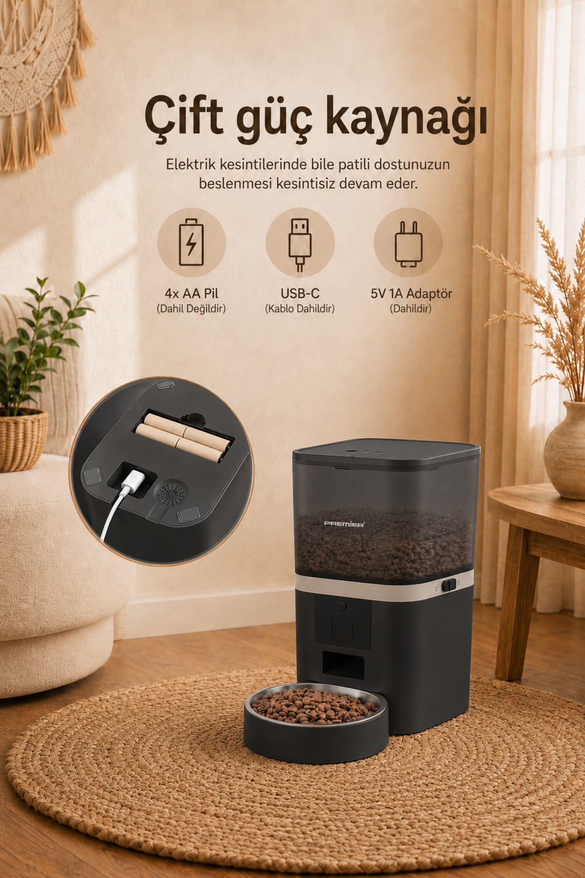 ظرف غذادهی خودکار هوشمند پریمیر Premier، Petmate Smart، مدل PPF 1003، ظرفیت ۶ لیتر، مشکی