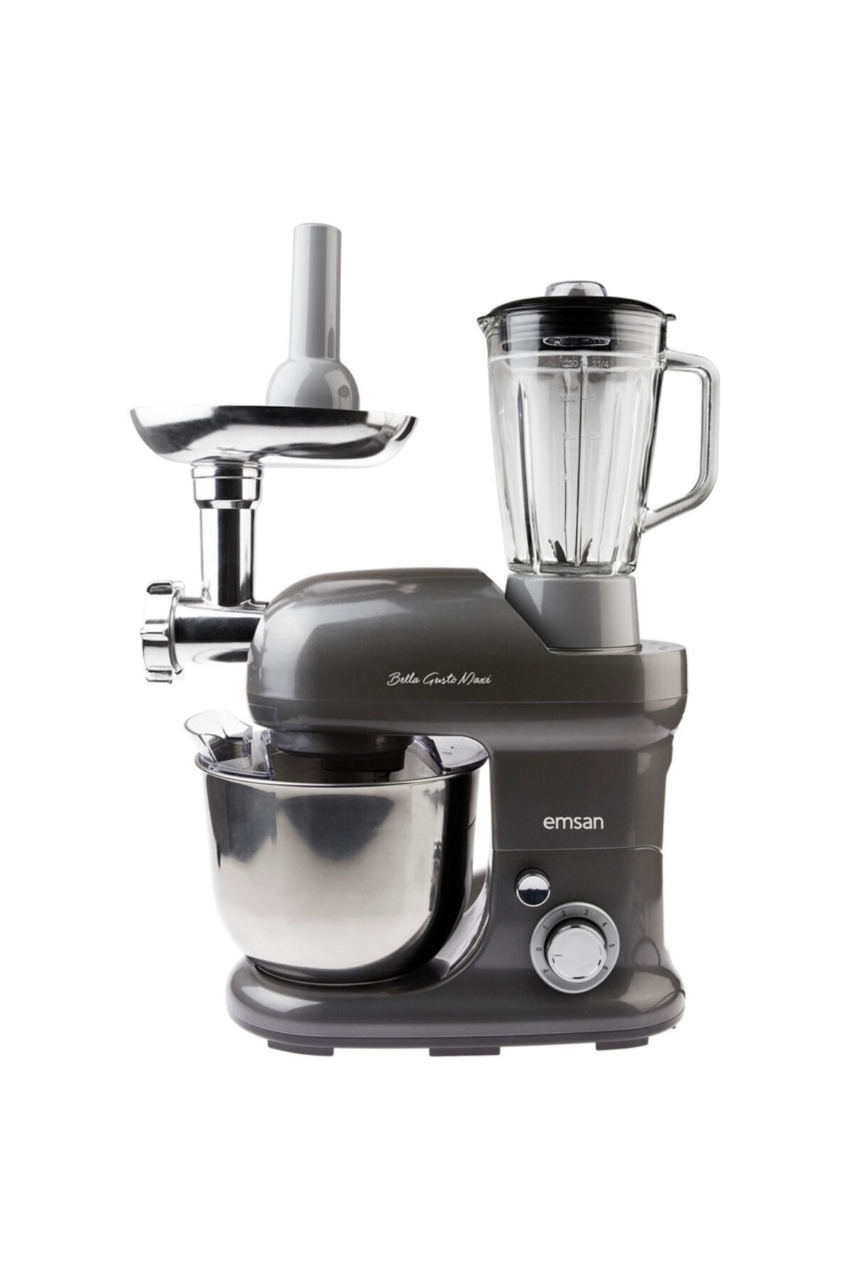 میکسر و ست استند آنتراسیت BELLA GUSTO MAXI ANTHRACITE KITCHEN CHEF 1300W 5 LT اورجینال Emsan