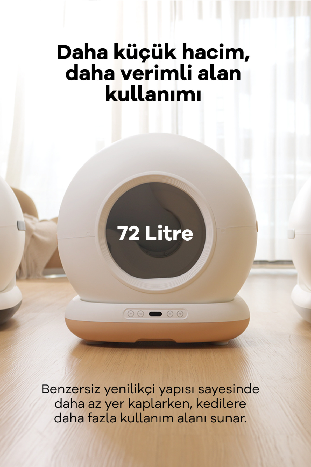توالت گربه خودکار ویرتز Whirtz مدل WR-PT-1006، ۷۲ لیتر، مخزن پسماند ۷ لیتری، UV، WiFi و کنترل موبایلی