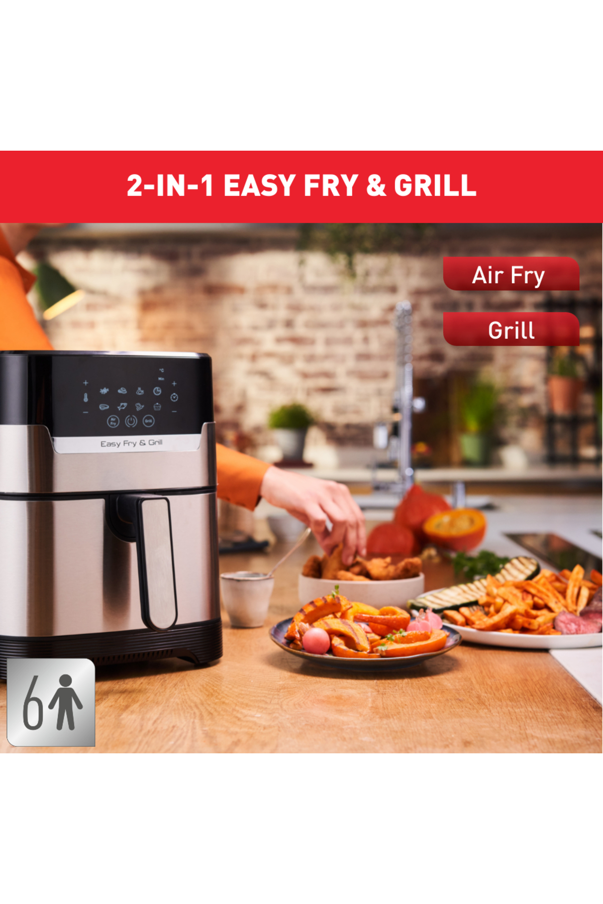 سرخ کن EASY FRY &amp; GRILL DIGITAL 2 IN 1 | کردنی هوا + گریل اورجینال TEFAL