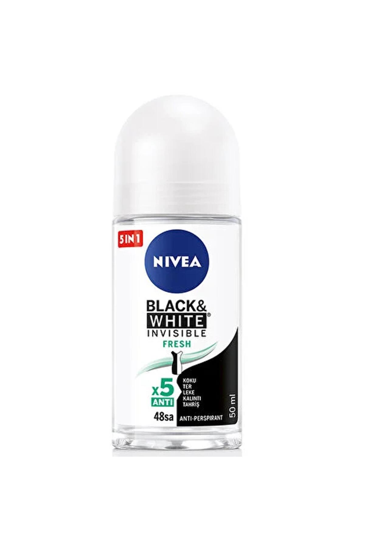NIVEA رول ضد تعریق نیوئا مخفی سیاه و سفید تازه 50 میلی لیتر