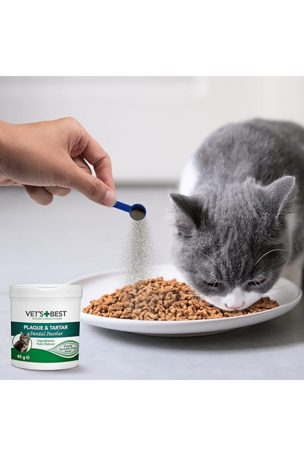 پودر مراقبت دهان گربه وتس‌بست VET'S BEST با جلبک دریایی و اسپیرولینا، ۴۵ گرم