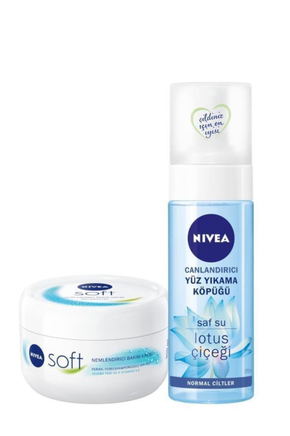 NIVEA مرطوب‌کننده نرم، کرم حاوی ویتامین E 300 میلی‌لیتر، فوم تمیزکننده تقویت‌کننده صورت 150 میلی‌لیتر