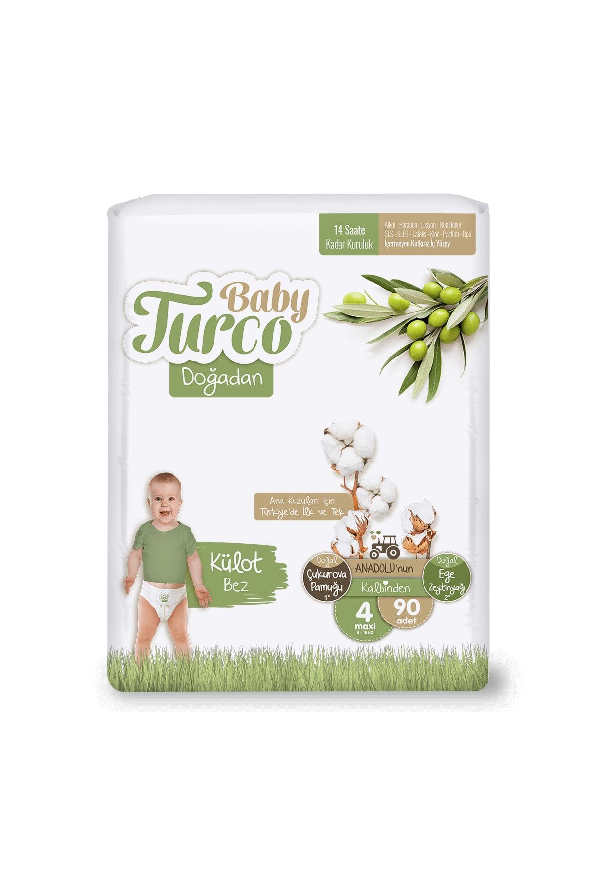 پوشک بچه شورتی دوغادان سایز 4 ماکسی 90 تیکه اورجینال Baby Turco