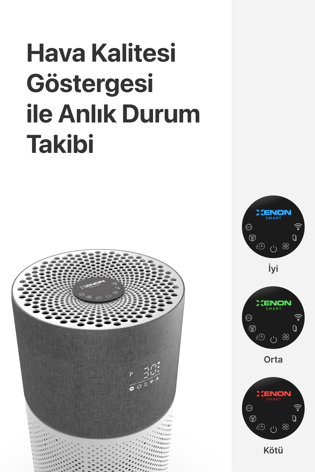 دستگاه تصفیه هوای زنون اسمارت Xenon Smart X7420، پوشش ۷۰ مترمربع، CADR ۵۵۰ m³، فیلتر HEPA و کربن unisex خاکستری