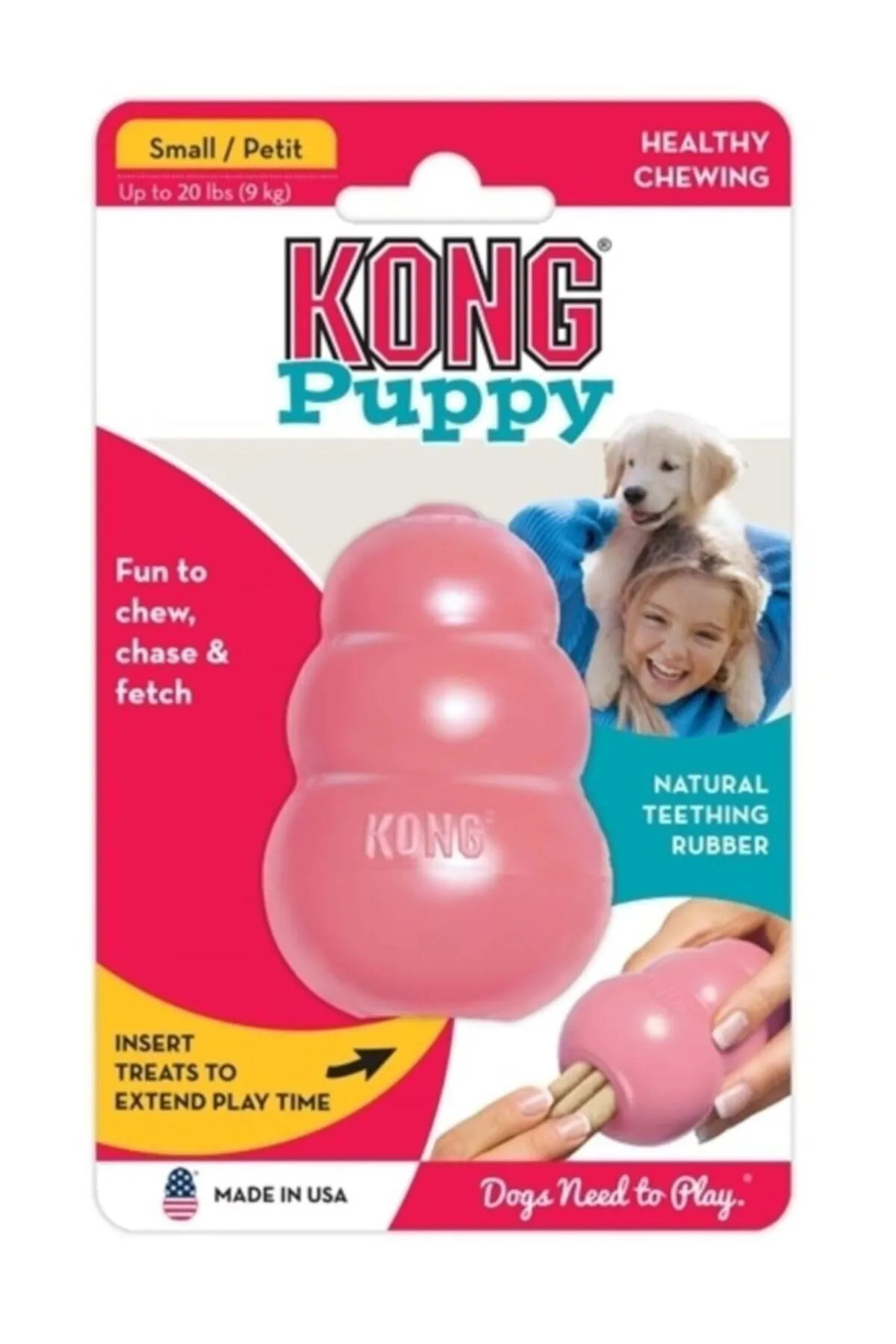 اسباب‌بازی سگ کونگ Kong برای توله‌سگ، کوچک و صورتی، مدل KP3E-1