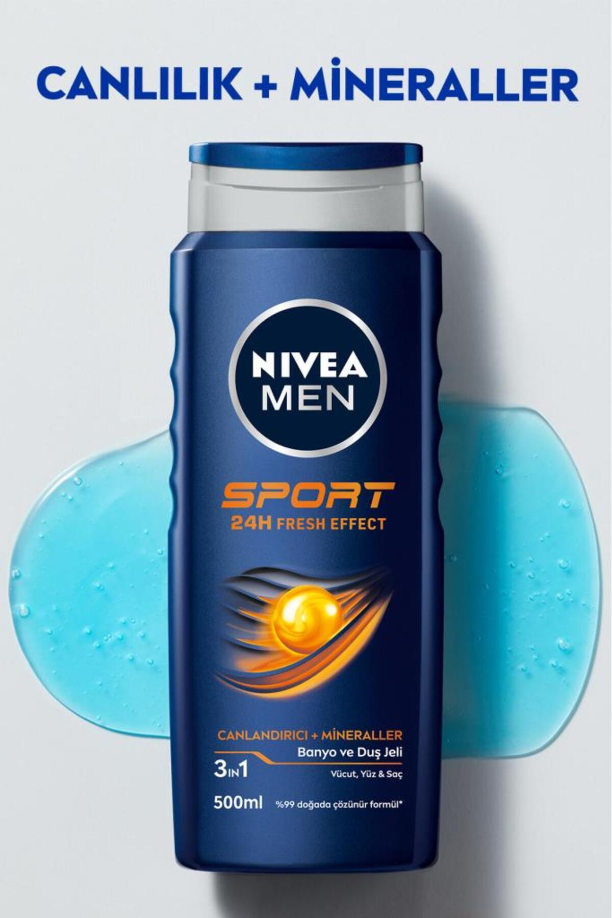 NIVEA شامپو و ژل حمام مردانه با رایحه ورزشی 24 ساعته