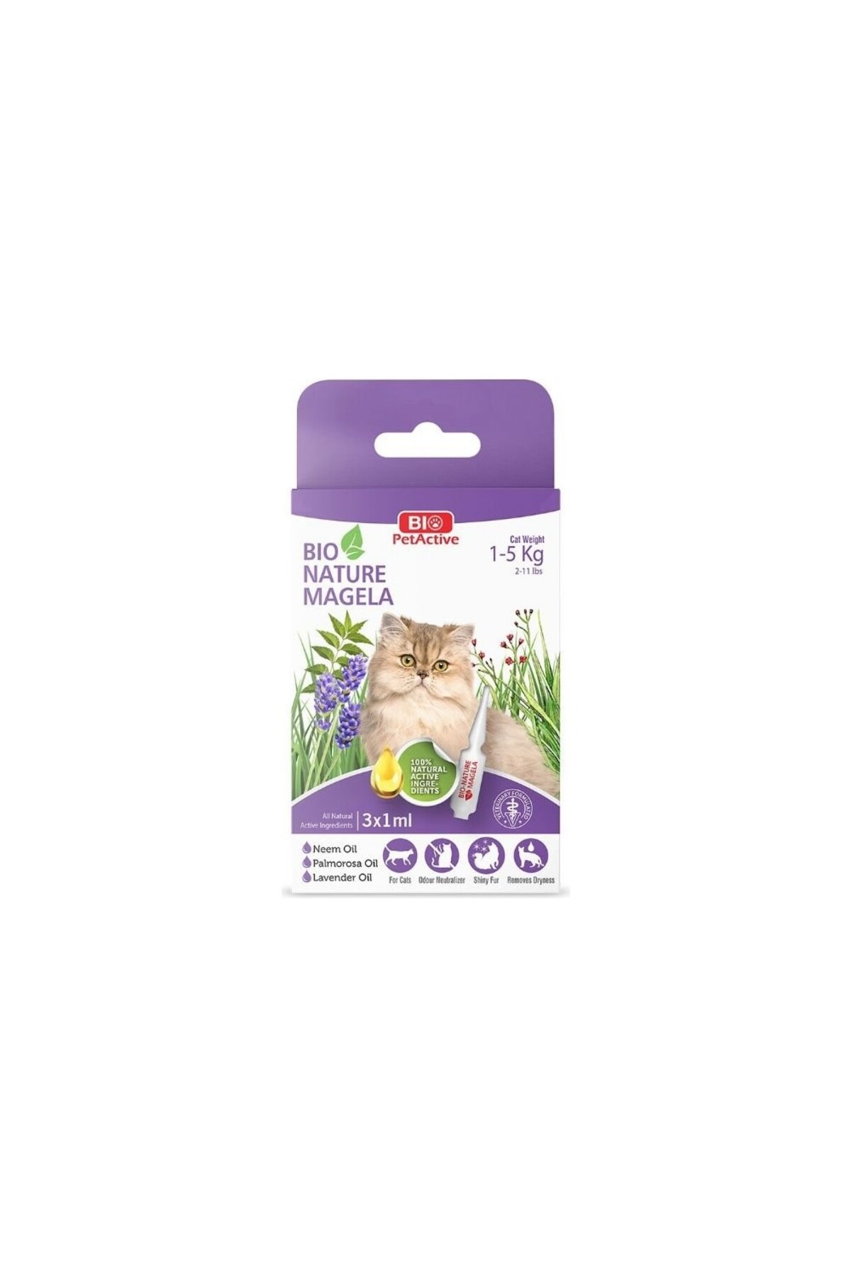 قطره مراقبت از مو و پوست گربه بایو پت‌اکتیو Bio PetActive، ۱ تا ۵ کیلوگرم