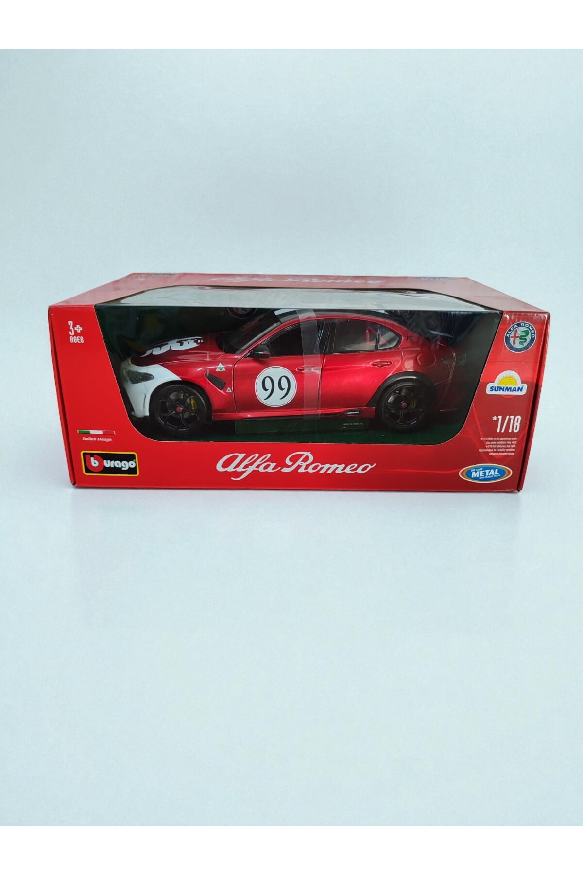 مدل خودرو ماشین کلکسیونی ALFA ROMEO GIULIA GTA 99 1:18 SCALE DIE CAST قرمز گلدوزی شده فلزی اورجینال Burago