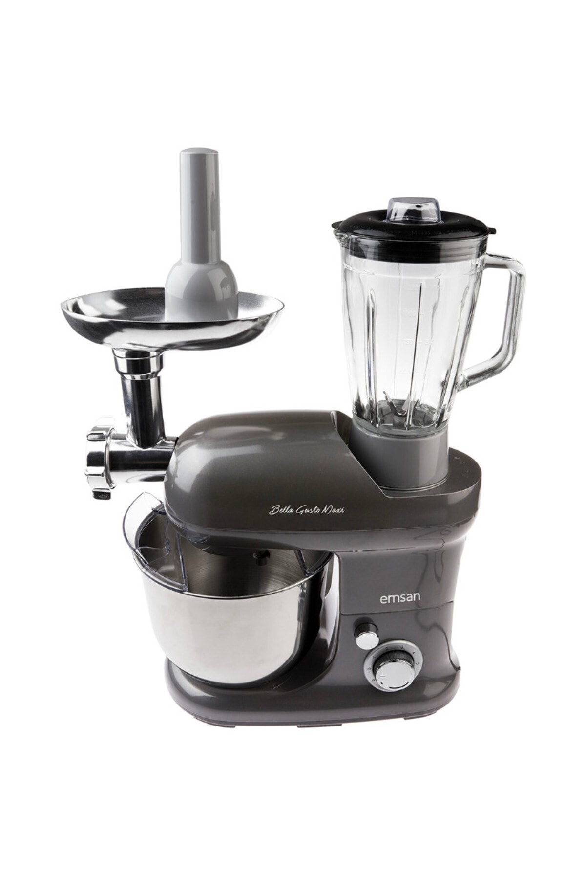 میکسر و ست استند آنتراسیت BELLA GUSTO MAXI ANTHRACITE KITCHEN CHEF 1300W 5 LT اورجینال Emsan