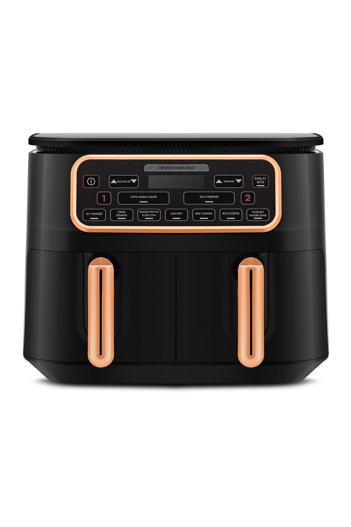 سرخ کن AIR PRO COOK DUO غذای خانگی XXXL 4+4 لیتری AIRFRYER مشکی COOPER برای 8 نفر اورجینال Karaca