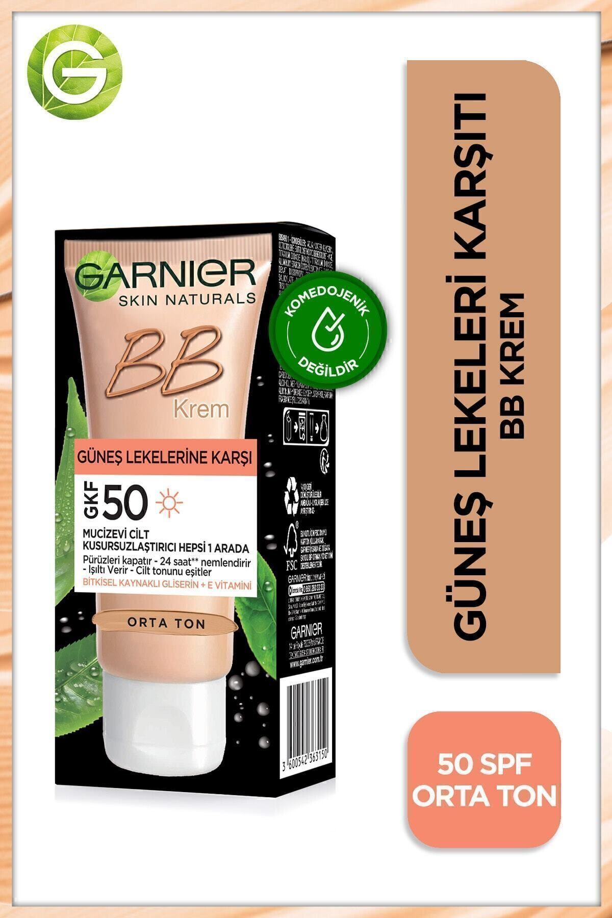 Garnier کرم بی‌بی کرم محافظ SPF50+ با رنگ پوست متوسط