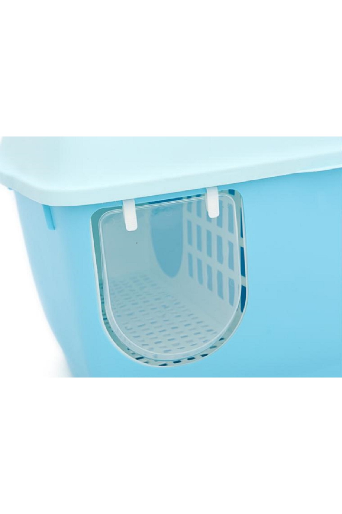 توالت سرپوشیده گربه پتس هوم PETS HOME مدل MSP-102 با راهروی تمیزکننده پنجه، بزرگ، آبی