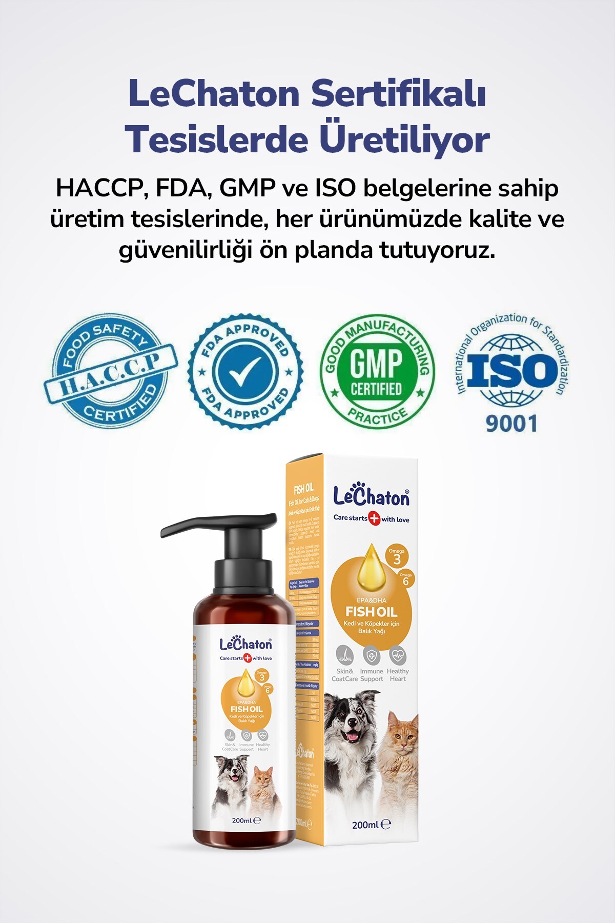 روغن ماهی قطره‌ای برای سگ و گربه، بسته ۲ عددی، لوشاتون پت کر LeChaton Pet Care 200ml