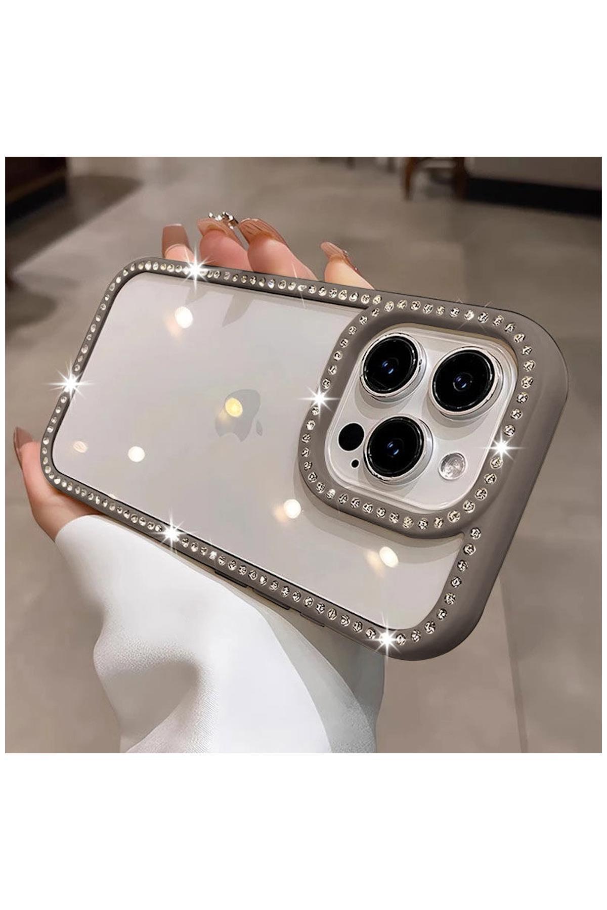 کاور و قاب APPLE IPHONE 13 PRO MAX COMPATIBLE CASE ZEBANA BLING DIAMOND SILICONE GRAY اورجینال Zebana