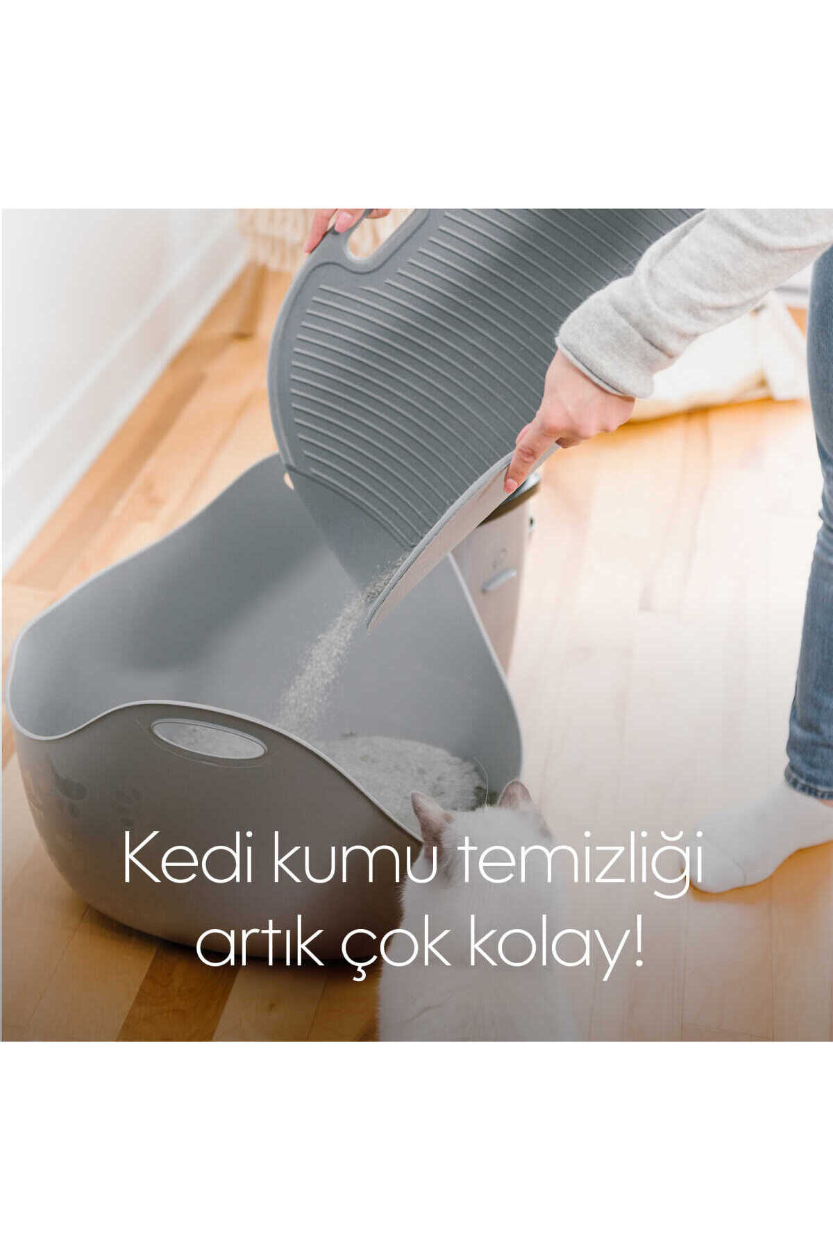 پادری خاک گربه برجسته و ضدلغزش لیتر جینی Litter Genie خاکستری