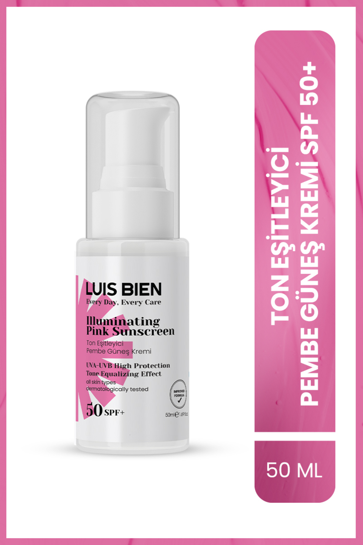عنوان فارسی کرم صورتی ضدآفتاب SPF 50 لوئیس بین