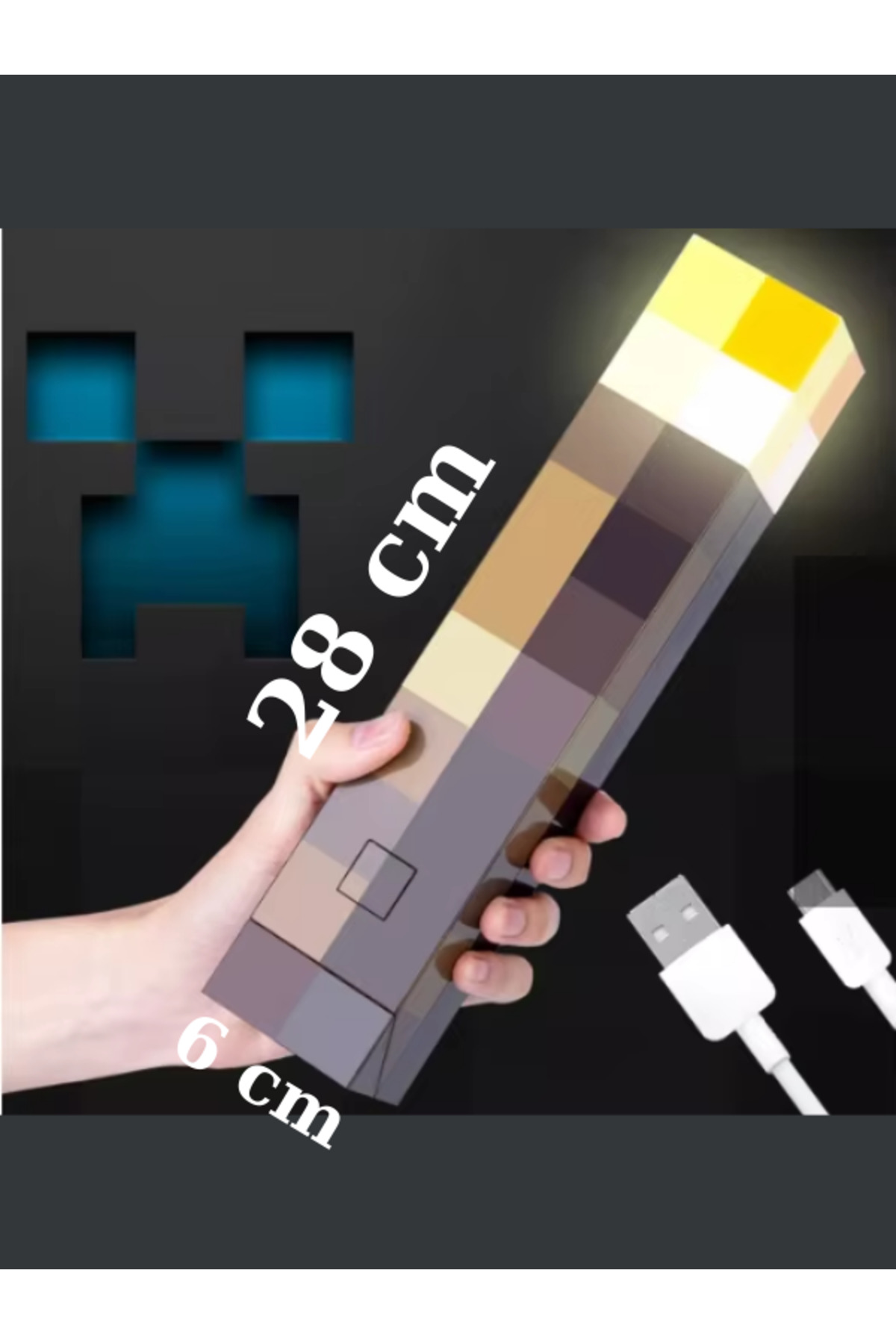 چراغ رومیزی و خواب MINECRAFT TORCH MINER NIGHT LIGHT LED قابل شارژ لامپ بی سیم نصب روی دیوار MINDA