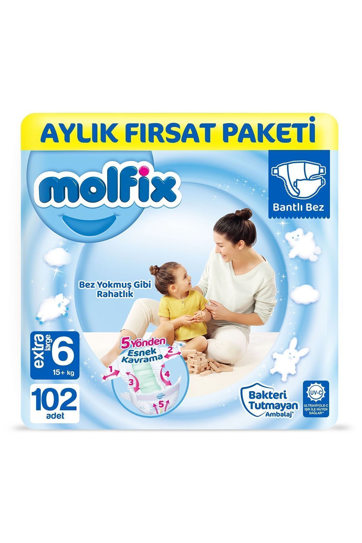 پوشک بچه سایز 6 بسته فرصت ماهانه فوق العاده بزرگ 102 عدد اورجینال Molfix