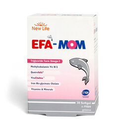 کپسول مکمل مولتی‌ویتامین EFA Mom نیو لایف New Life حاوی امگا ۳، فولات فعال، آهن و کولین ۳۰ عددی