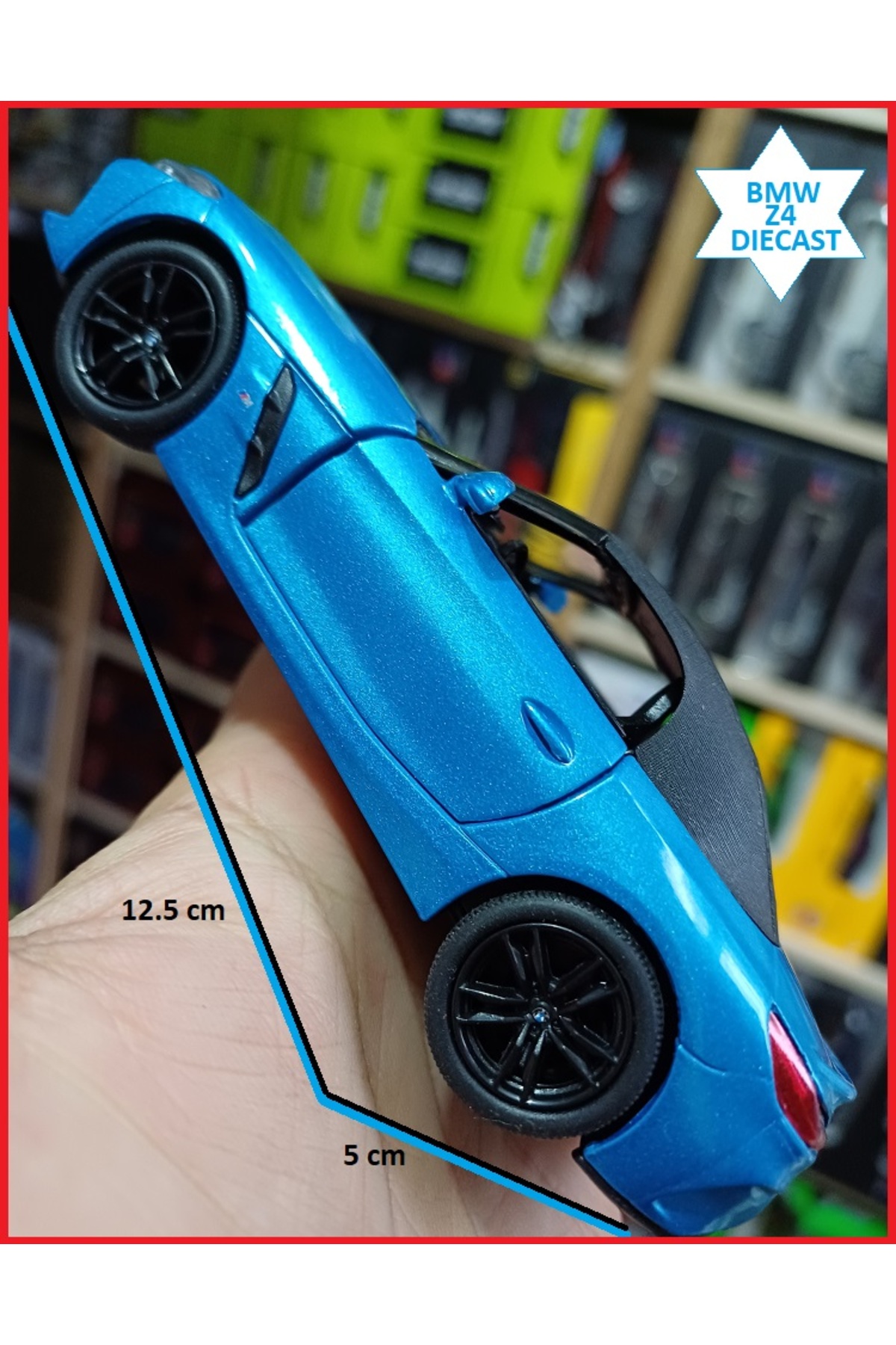 مدل خودرو BMW Z4 NEW CASE M40I DIECAST COLLECTION دارای مجوز درب های فلزی آبی باز از ترکیه OYUNCAKSAHİLİ