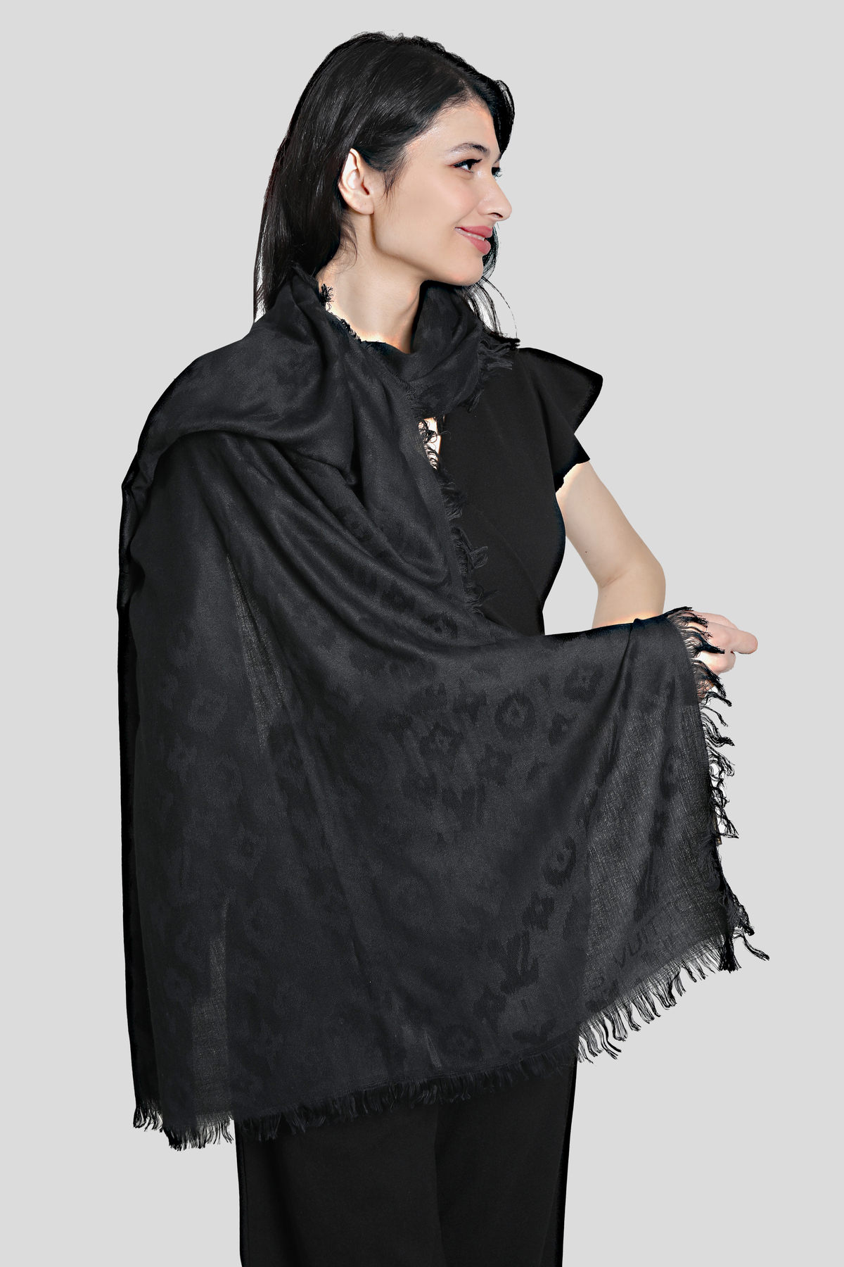 شال زنانه مشکی باتیک ۱۰۰٪ پنبه میستیک Mystic