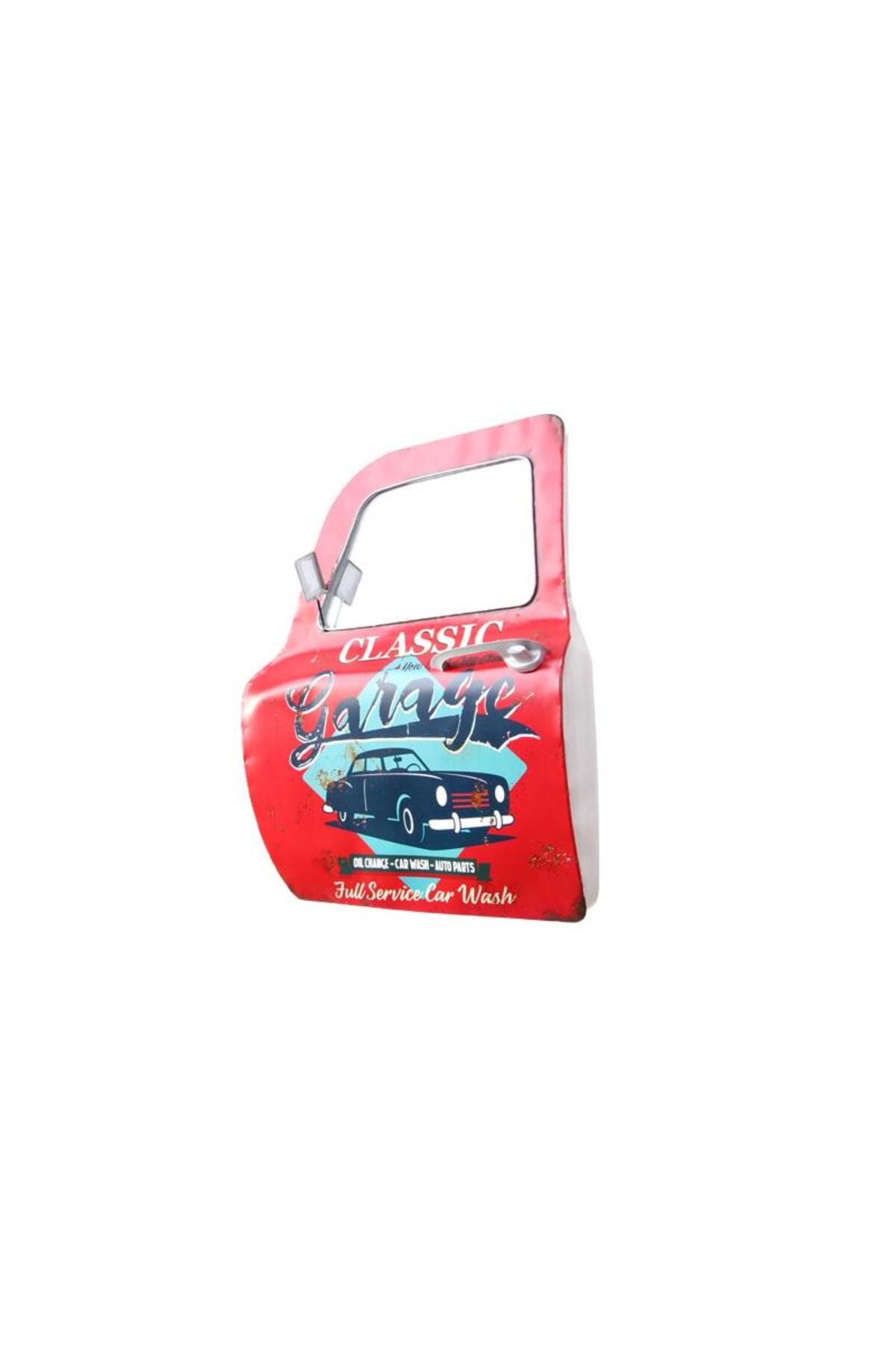 فیگور آینه درب ماشین قرمز تزئینی با تم گاراژ کلاسیک katre46