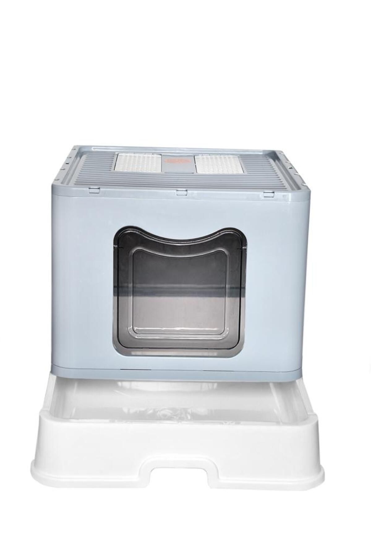 توالت گربه کشویی وگاتک Vegatek Jumbo XL، تاشو با فیلتر بو و بیلچه سفید