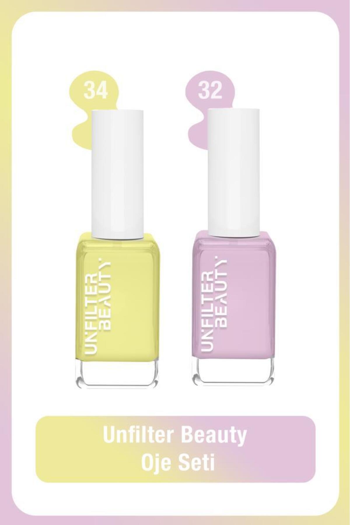 ست لاک ناخن آنفیلتر بیوتی Unfilter Beauty شماره 34 و 32 سفید