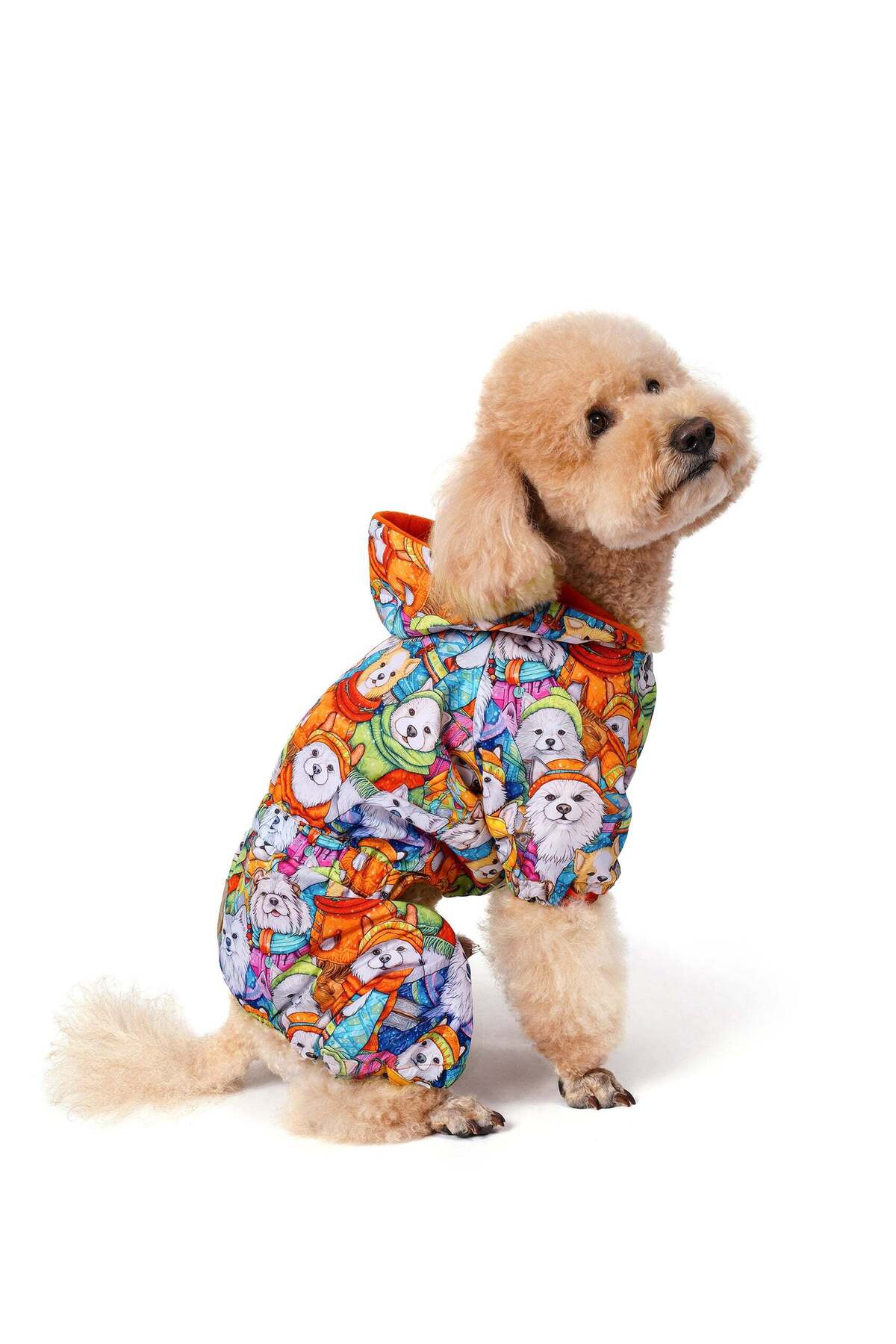 سرهمی سگ فورامور fouramour طرح Happy Winter Dogs با آستر پولار، مدل UDOWD17010 نارنجی
